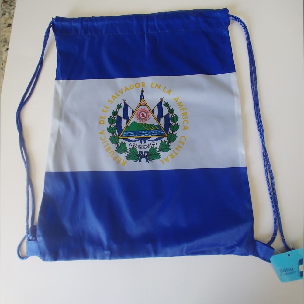 El Salvador Blue Drawstring Bag